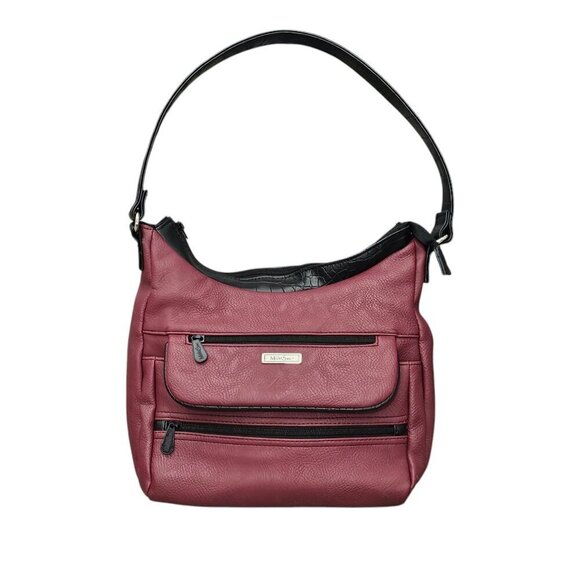 Multi Sac Flare Hobo Handbag Croc Detail Maroon Bag - Picture 1 of 13